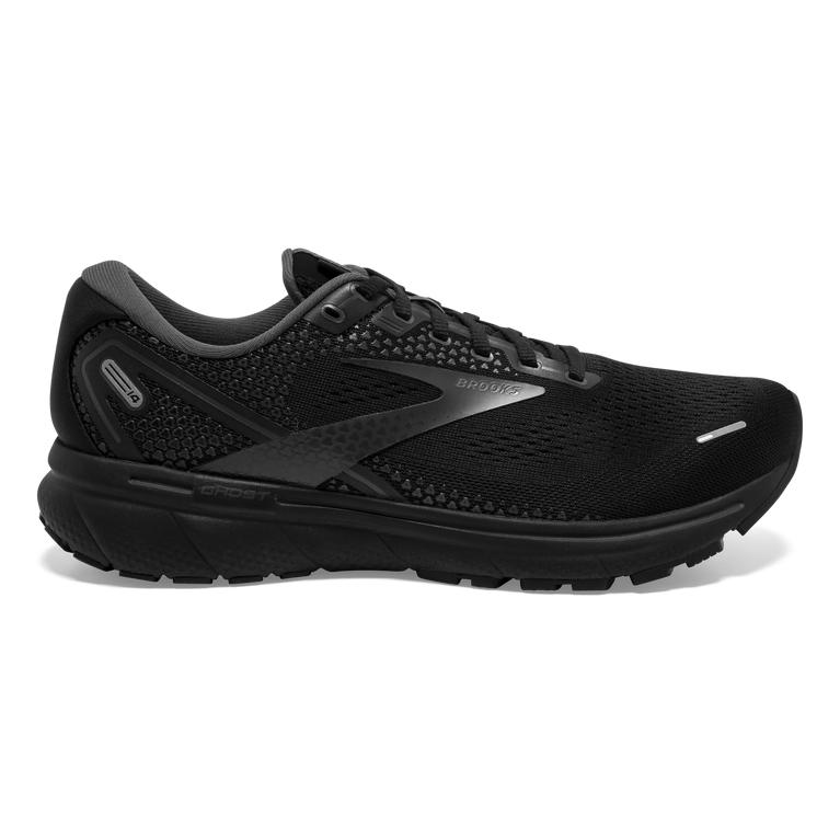 Brooks Ghost 14 Cushioned Men's Road Running Shoes - Black/White/Charcoal/Ebony (70935-BZSP)